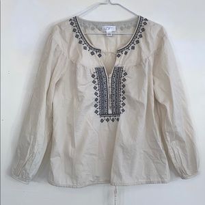 Boho embroidered light woven cotton top